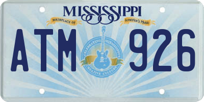 MS license plate ATM926