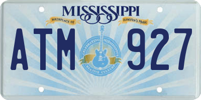 MS license plate ATM927