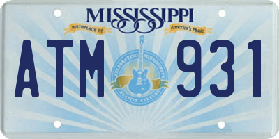 MS license plate ATM931