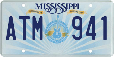 MS license plate ATM941