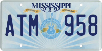 MS license plate ATM958