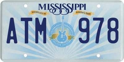 MS license plate ATM978