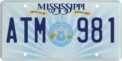 MS license plate ATM981