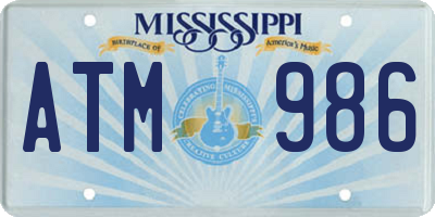 MS license plate ATM986