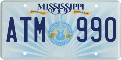 MS license plate ATM990