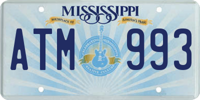 MS license plate ATM993