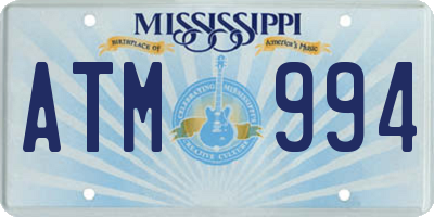 MS license plate ATM994