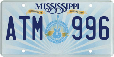 MS license plate ATM996