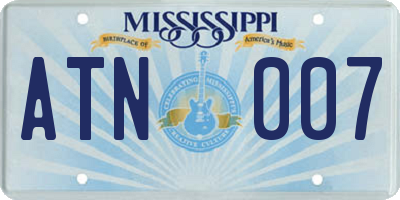 MS license plate ATN007