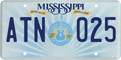 MS license plate ATN025