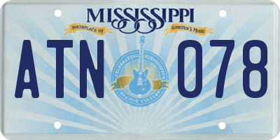 MS license plate ATN078