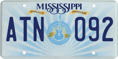 MS license plate ATN092