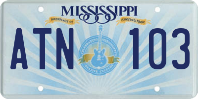 MS license plate ATN103