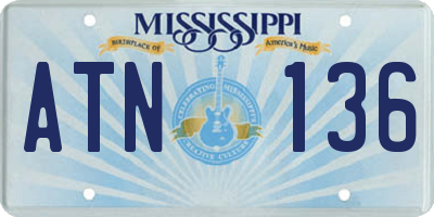 MS license plate ATN136