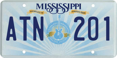 MS license plate ATN201