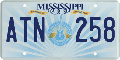MS license plate ATN258