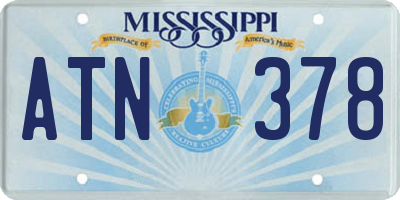 MS license plate ATN378