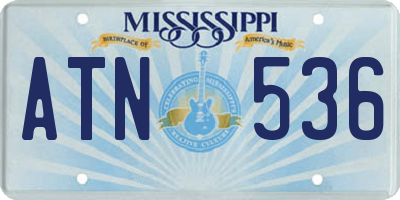 MS license plate ATN536