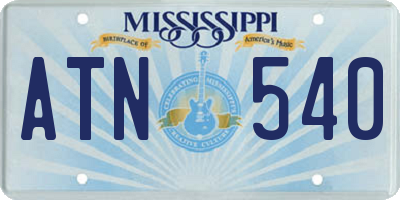 MS license plate ATN540