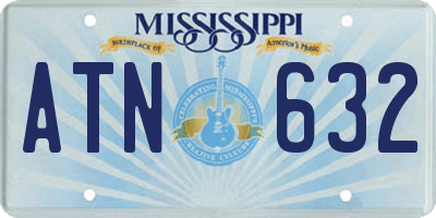 MS license plate ATN632