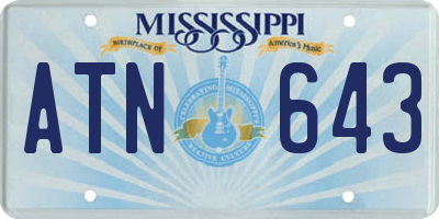 MS license plate ATN643