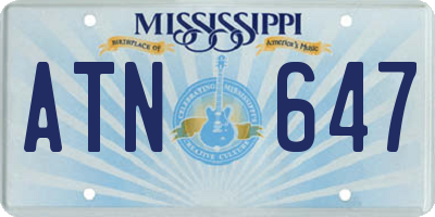 MS license plate ATN647