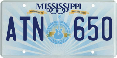MS license plate ATN650