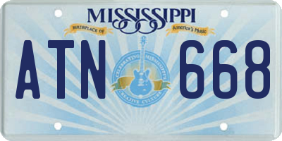 MS license plate ATN668