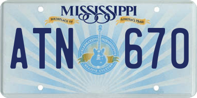 MS license plate ATN670