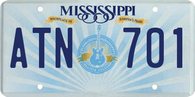 MS license plate ATN701