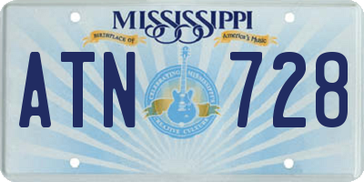 MS license plate ATN728