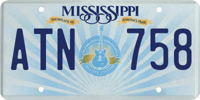 MS license plate ATN758