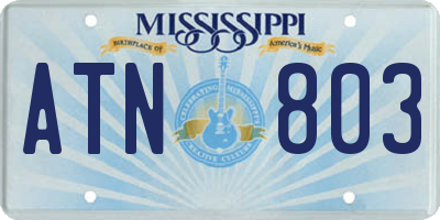MS license plate ATN803
