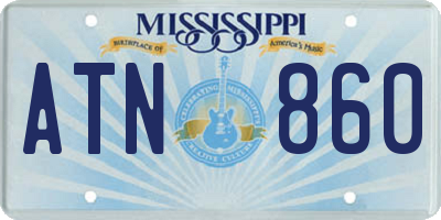 MS license plate ATN860