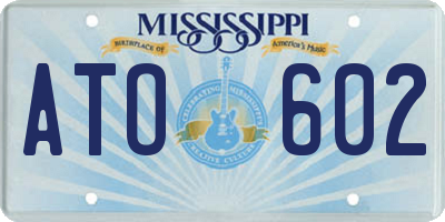 MS license plate ATO602