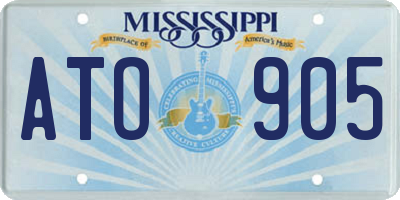 MS license plate ATO905