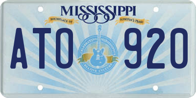 MS license plate ATO920