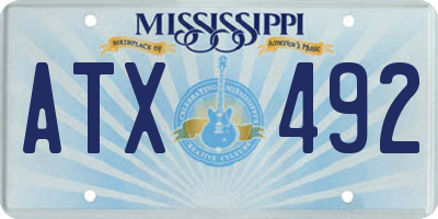 MS license plate ATX492