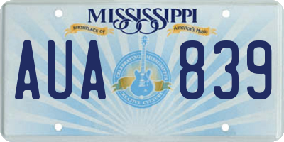 MS license plate AUA839