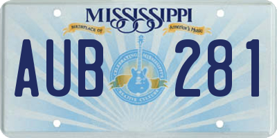 MS license plate AUB281