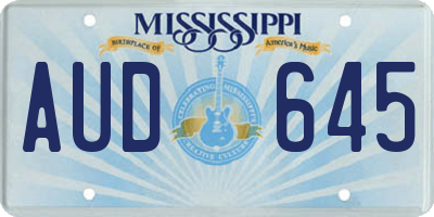 MS license plate AUD645