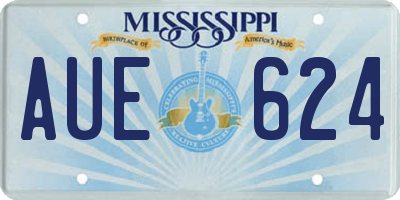 MS license plate AUE624