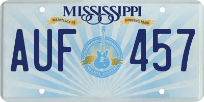 MS license plate AUF457