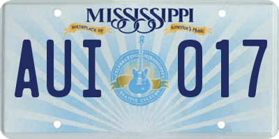 MS license plate AUI017