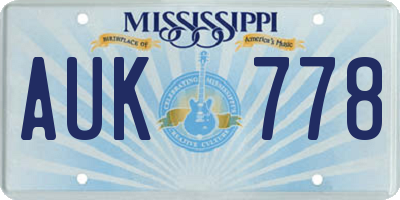 MS license plate AUK778