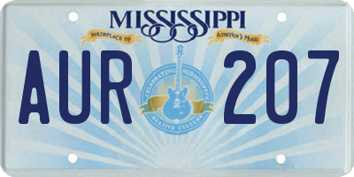 MS license plate AUR207
