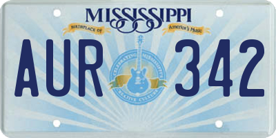 MS license plate AUR342