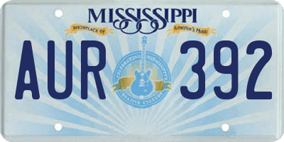 MS license plate AUR392