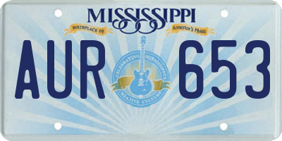MS license plate AUR653