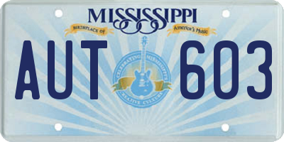 MS license plate AUT603